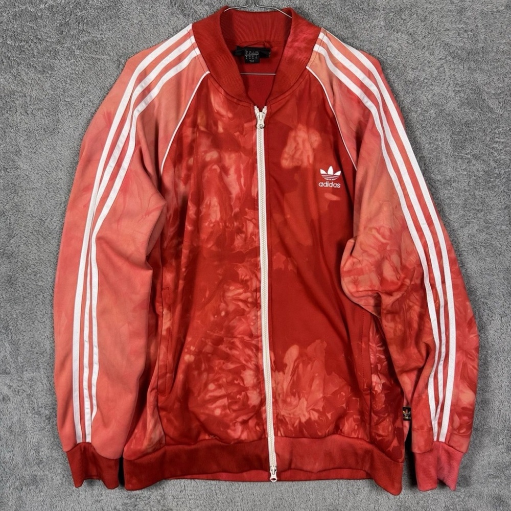 Adidas Pharrell Williams Jacket Men's Medium Red Hu Track Full Zip 3 Stripe 2018
